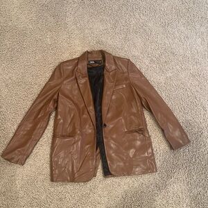 Zara Women’s Brown Faux Leather Jacket
